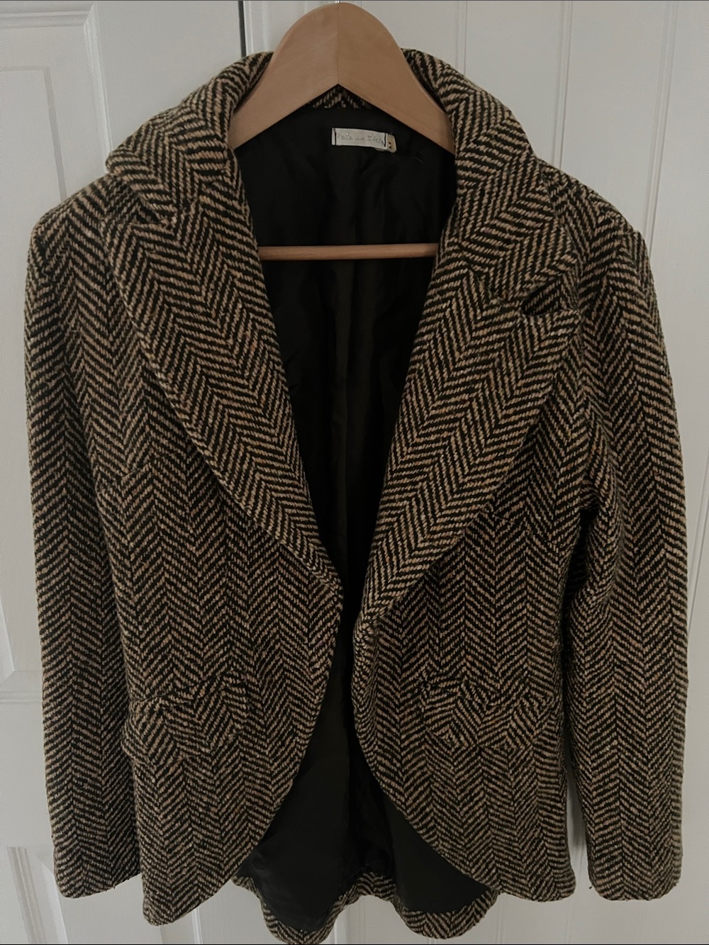Women's Brown Herringbone Tailored Blazer Jacket